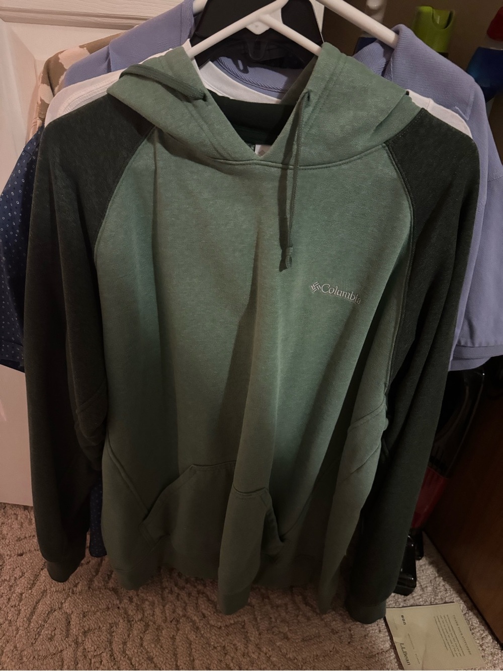 Columbia Men's Two-Tone Green Hooded Pullover Sweatshirt